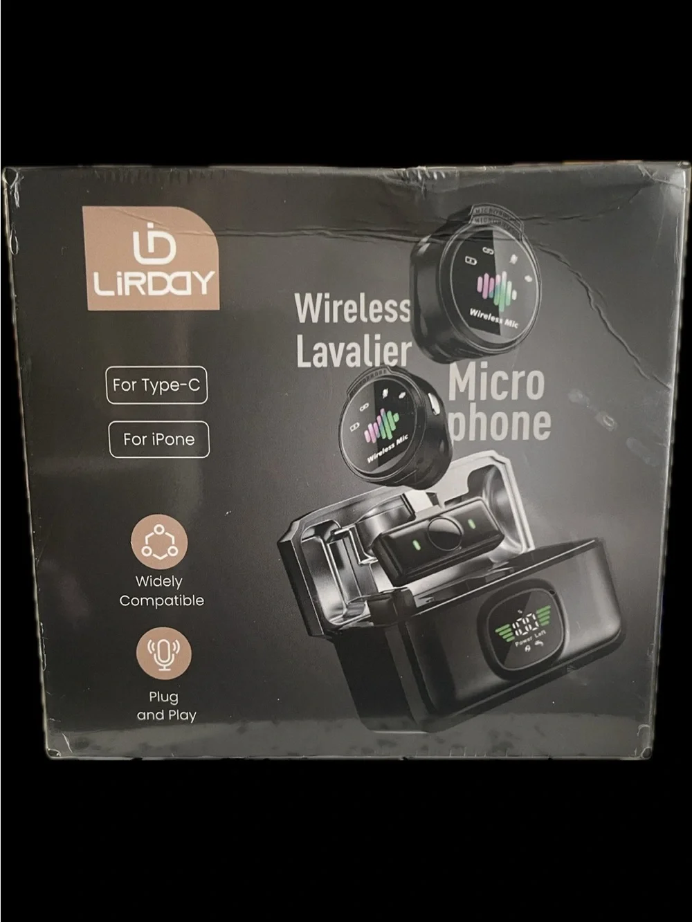 Compact Wireless Lavalier Mic 2in1 Noise Cancelling Clip-on New Black Microphone